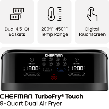 TurboFry® Touch Dual-Basket Air Fryer - 9 Qt