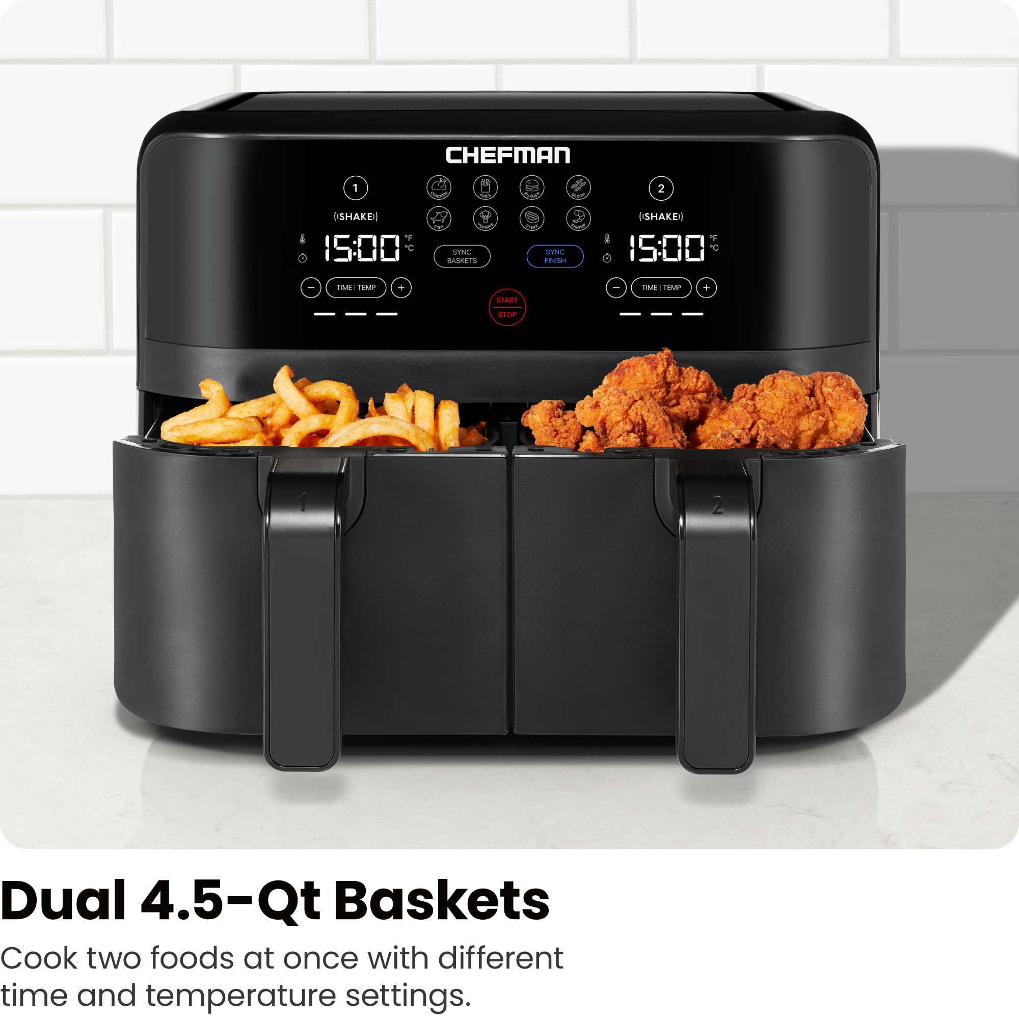 TurboFry® Touch Dual-Basket Air Fryer - 9 Qt