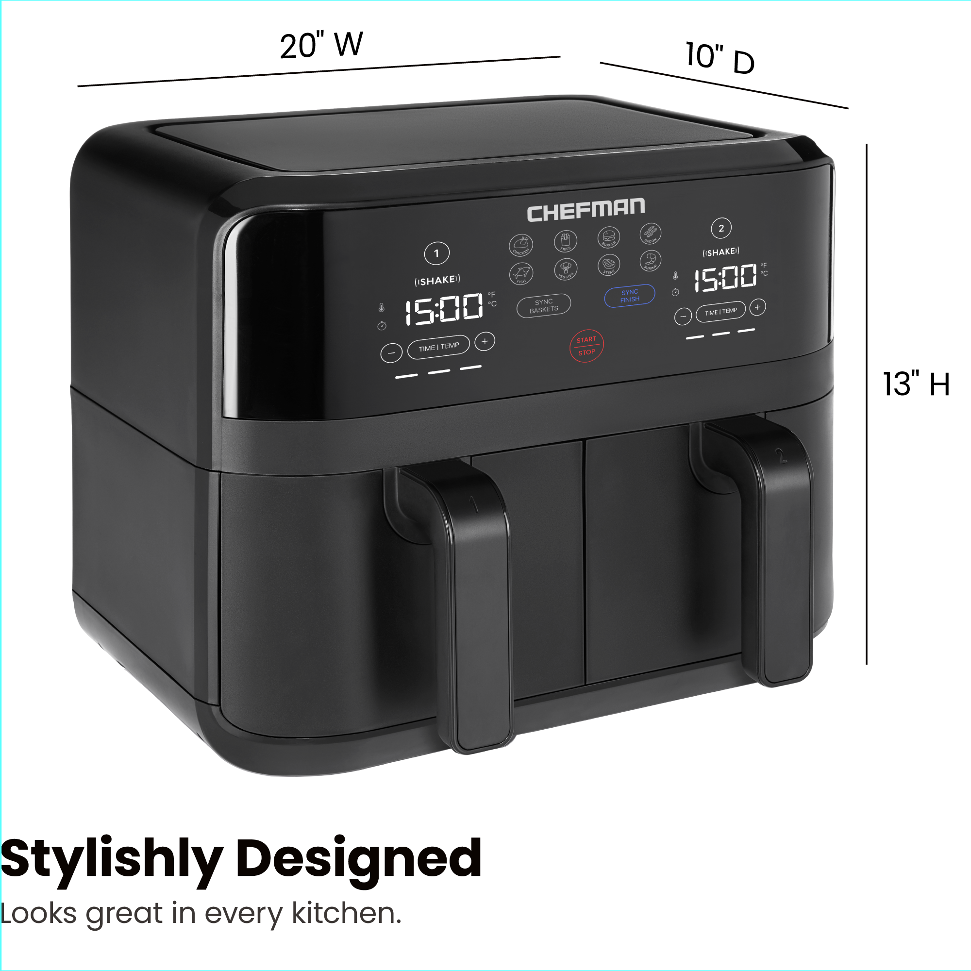 TurboFry® Touch Dual-Basket Air Fryer - 9 Qt